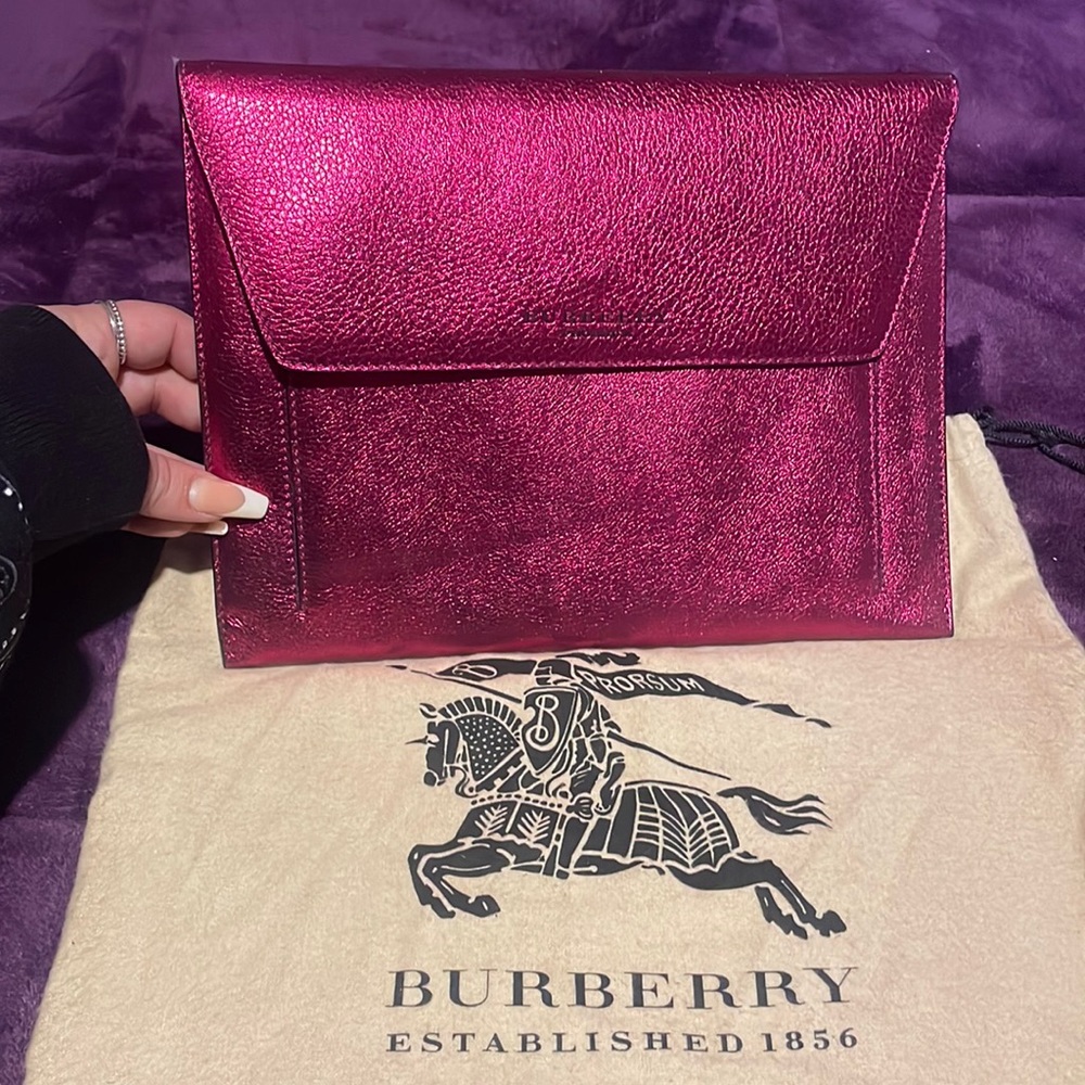 BURBERRY prorsum runway metalic lamb skin clutch
